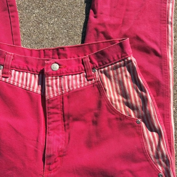 Vintage Red Wranglers with pinstripe accent - Picture 3 of 4